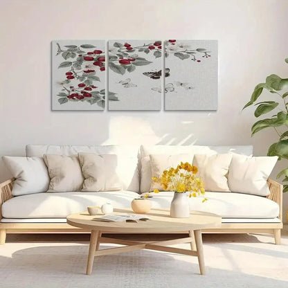 3pcs Elegant Roses and Butterflies Metal Print Ready to Hang Art