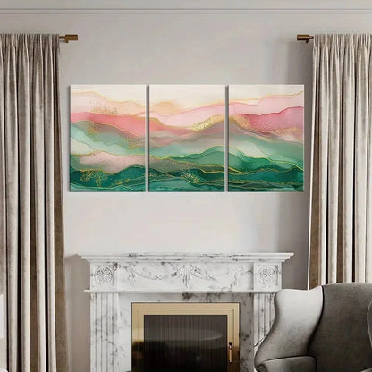 3pcs Abstract Landscape Art Elegant Wall Art Metal Print Ready to Hang Art