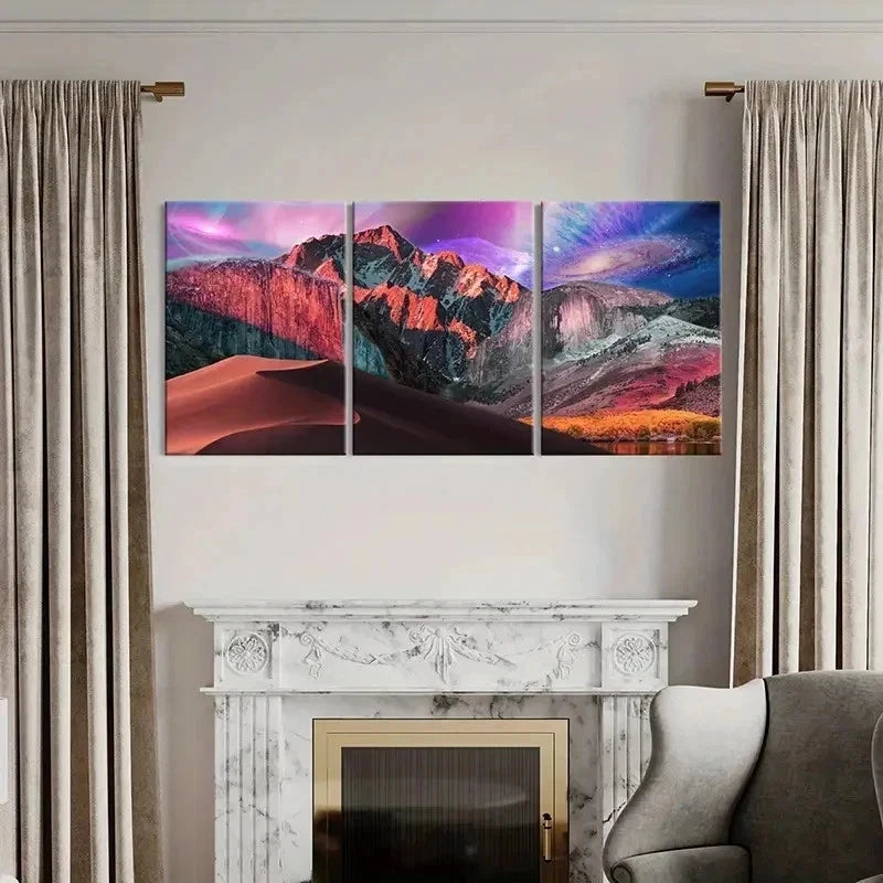 3pcs Mountains Alien Planet Solar System Wall Art Set Canvas Framed 40x60cm - High Quality Print 100% Australian Made Wall Canvas Ready to Hang