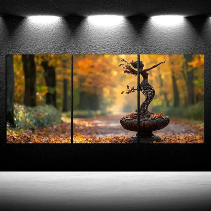 3pcs Enchanting Leaf Girl Forest Trio Metal Print Ready to Hang Art