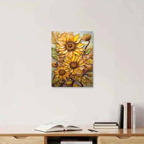 Beautiful Carnation Colorful Painting Sun Flower 60x90cm Metal Print Ready to Hang