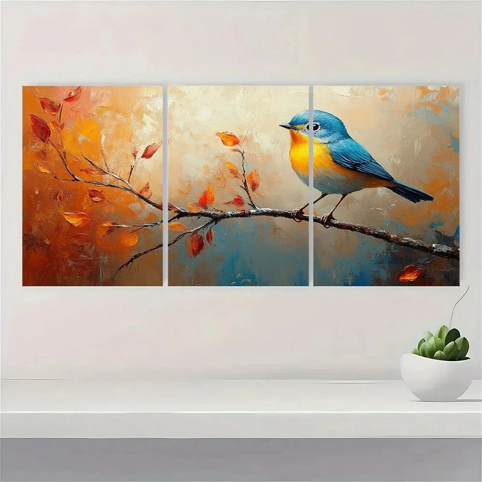 3pcs Bird Painting Fashion Mosaic Metal Print Ready to Hang Art
