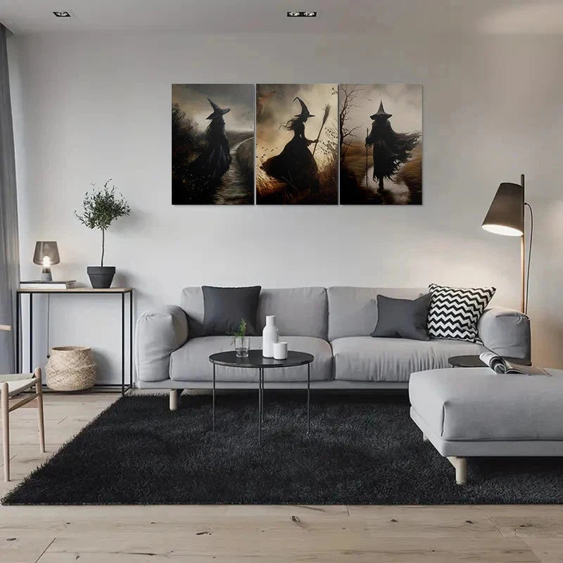 3pcs Gothic Spooky Brown Fantasy Metal Print Ready to Hang Art