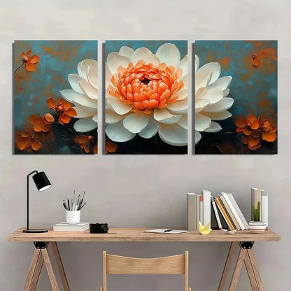 3pcs Chrysanthemum Flower White Perfect Wall Art Set Canvas Framed 40x60cm - High Quality Print 100% Australian Made Wall Canvas Ready to Hang