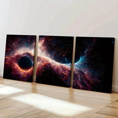 3pcs Cosmic Nebula Vibrant Space-Themed Wall Art Set Canvas Framed 40x60cm - High Quality Print 100% Australian Made Wall Canvas Ready to Hang