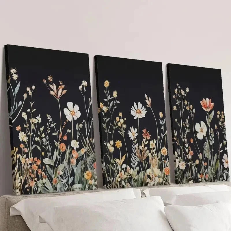 3pcs Simple White Red Flower Decorative Wall Art Set Canvas Framed 40x60cm - High Quality Print 100% Australian Made Wall Canvas Ready to Hang