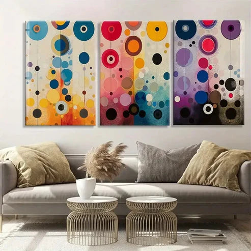 3pcs Modern Geometric Design Vibrant Perfect Wall Art Canvas Unframed - High Quality Print 100% Australian Made Wall Canvas