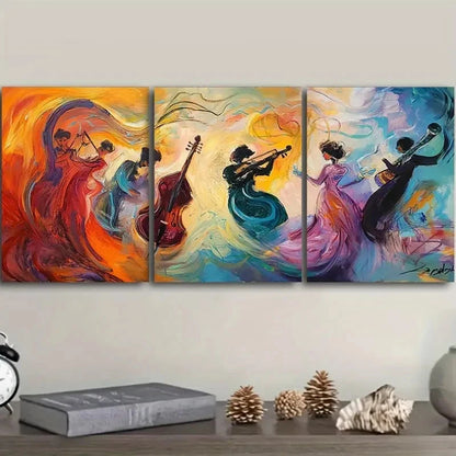 3pcs Colorful Abstract Musicians Painting Metal Print Ready to Hang Art