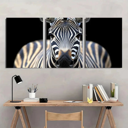 3pcs Vintage Zebra Wild Animal Metal Print Ready to Hang Art