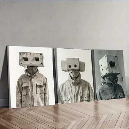 3pcs Cement man Wall Art Set Canvas Unframed – High Quality Print, 100% Australian Made Wall Canvas
