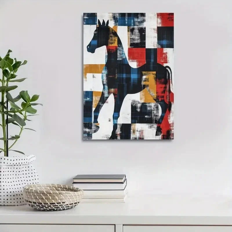 Beautiful Modern Abstract Plaid Horse 40x60cm Metal Print Ready to Hang