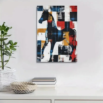 Beautiful Modern Abstract Plaid Horse 40x60cm Metal Print Ready to Hang