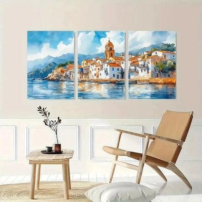 3pcs Spanish Catalonia Home Countryside Wall Art Set Canvas Framed 60x90cm - High Quality Print 100% Australian Made Wall Canvas Ready to Hang