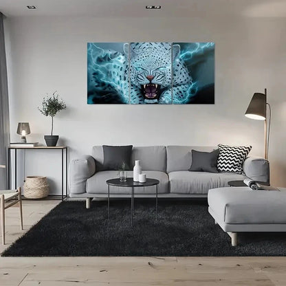 3pcs Vibrant Blue & Purple Leopard Metal Print Ready to Hang Art