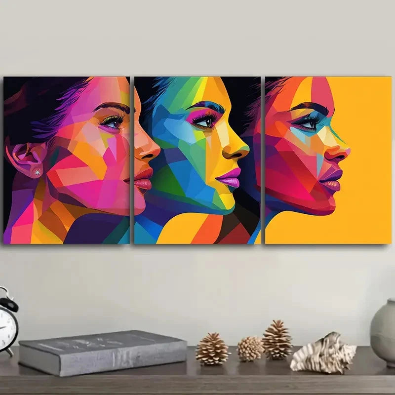 3pcs Abstract vector art of women Wall Art Set Canvas Framed 40x60cm - High Quality Print 100% Australian Made Wall Canvas Ready to Hang
