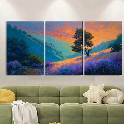 3pcs Sunrise Botanical Tree Creek Texture Wall Art Set Canvas Framed 60x90cm – High Quality Print 100% Australian Made Wall Canvas Ready to Hang