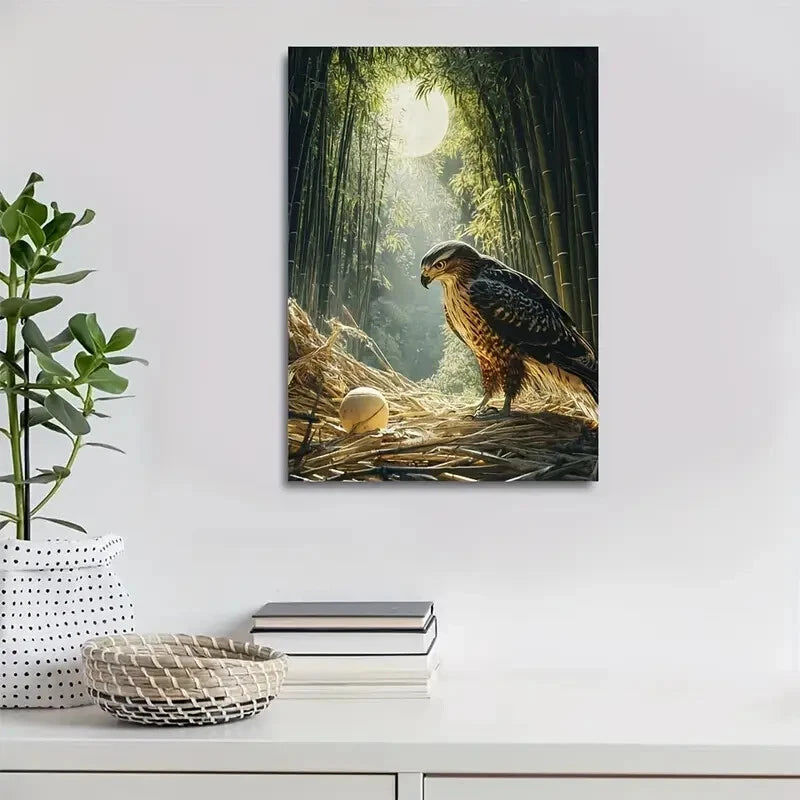 Photorealistic Hawk Playing with Ball Painting 40x60cm Metal Print Ready to Hang
