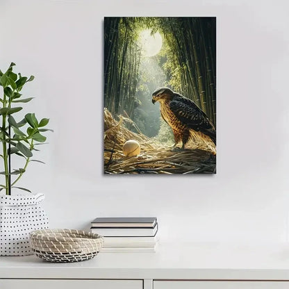 Photorealistic Hawk Playing with Ball Painting 40x60cm Metal Print Ready to Hang