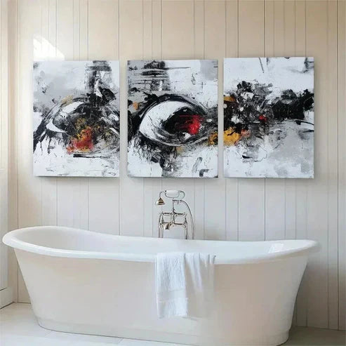 3pcs Black and White Geometric Design Perfect Wall Art Set Canvas Unframed - High Quality Print 100% Australian Made Wall Canvas