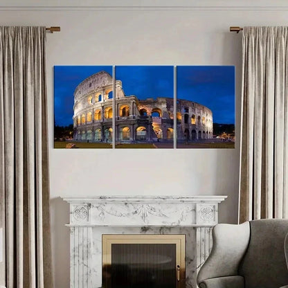 3pcs Italy Rome Colosseum Modern Wall Art Set Canvas Framed 40x60cm - High Quality Print 100% Australian Made Wall Canvas Ready to Hang