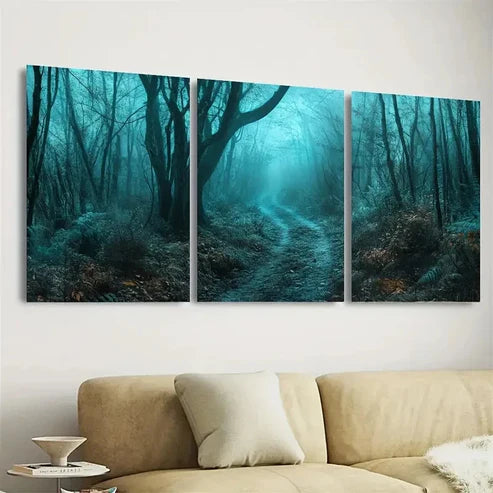 3pcs Ghostly Forest Path Halloween Art Spooky Wall Art Canvas Unframed - High Quality Print 100% Australian Made Wall Canvas
