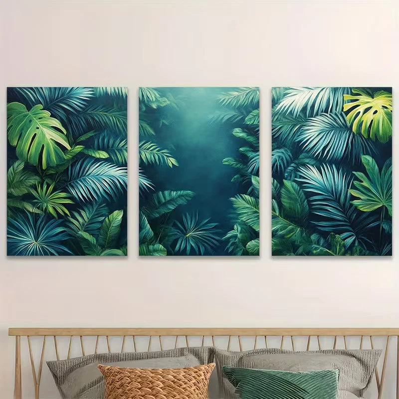 3pcs Botanical Jungle Rainforest Metal Print Ready to Hang Art