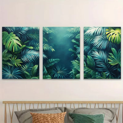 3pcs Botanical Jungle Rainforest Metal Print Ready to Hang Art