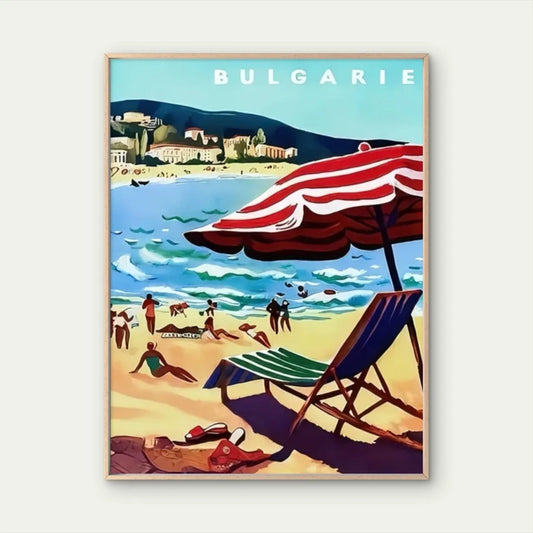 Bulgarian Black Sea Coast Beach Resort Travel Poster Print Wall Art