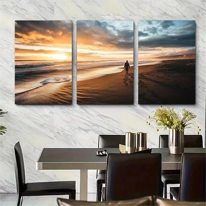 3pcs Stunning Diamond Beach Wall Art Set Canvas Framed 60x90cm - High Quality Print 100% Australian Made Wall Canvas Ready to Hang