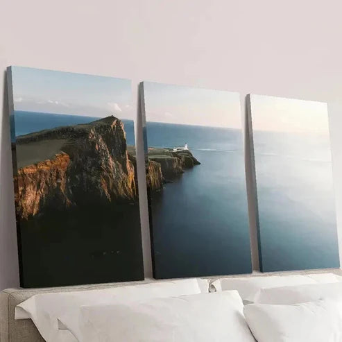 3pcs Cape Blue Sea Coastal Cliffs Wall Art Canvas Unframed - High Quality Print 100% Australian Made Wall Canvas