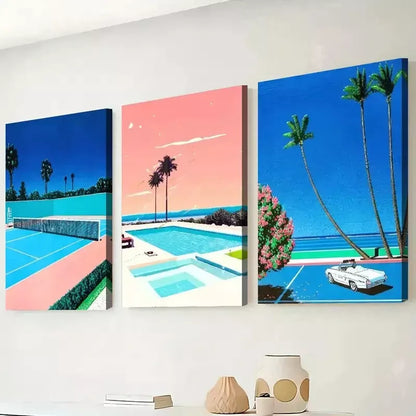 3pcs Modern Fashion Architecture Leisure Sports Wall Art Set Canvas Framed 50x70cm - High Quality Print 100% Australian Made Wall Canvas Ready to Hang - Bella Home Decor