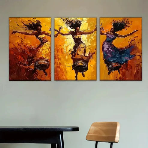 3pcs Charming dancing man, Artist's Wall Art Set Canvas Unframed - High Quality Print 100% Australian Made Wall Canvas