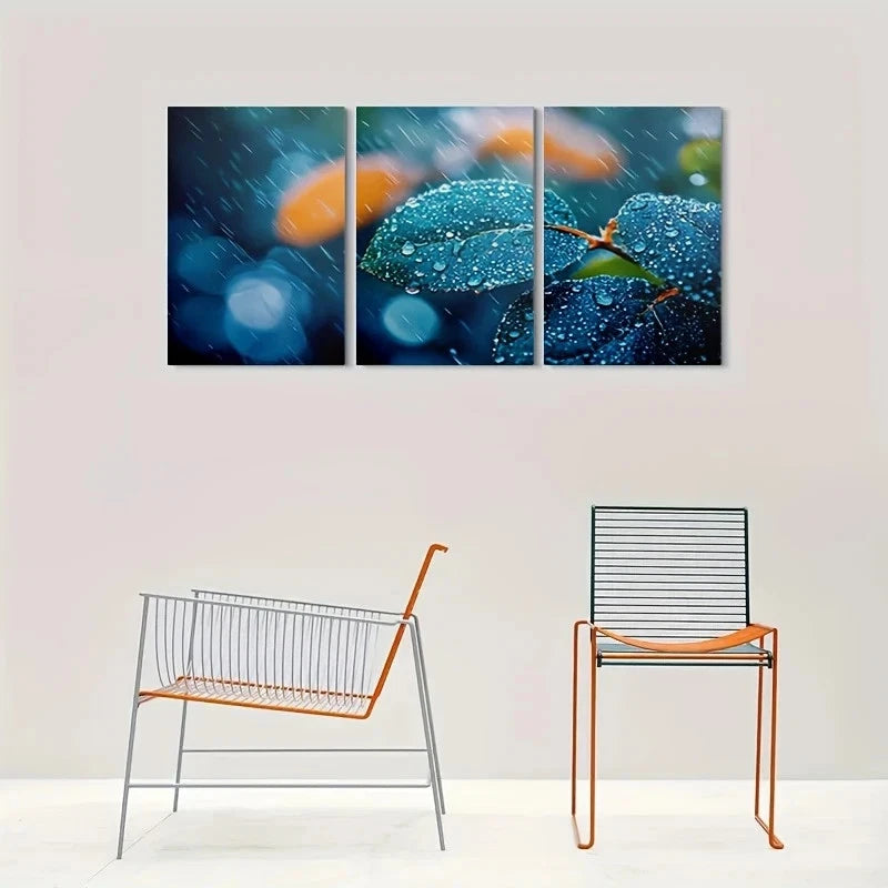 3pcs Vibrant Blue & Green Nature Scene Metal Print Ready to Hang Art