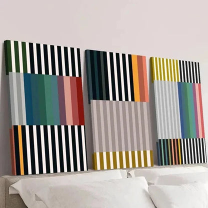 3pcs Abstract Colorful Striped Block Wall Art Canvas Unframed – High Quality Print 100% Australian Made Wall Canvas