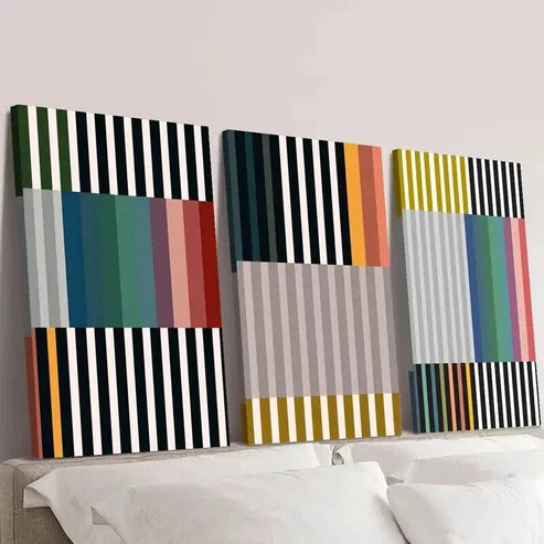 3pcs Abstract Colorful Striped Block Wall Art Canvas Unframed – High Quality Print 100% Australian Made Wall Canvas