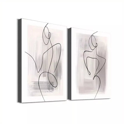 2pcs Set Abstract Glamour Female Framed 50x75cm - High Quality Print 100% Australian Made Wall Canvas Ready to Hang