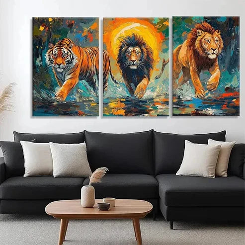 3pcs Ferocious Jungle Predators Fear Perfect Wall Art Canvas Unframed - High Quality Print 100% Australian Made Wall Canvas