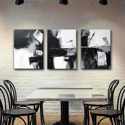 3pcs Monochrome Contemporary Abstract Perfect Wall Art Set Canvas Unframed - High Quality Print 100% Australian Made Wall Canvas