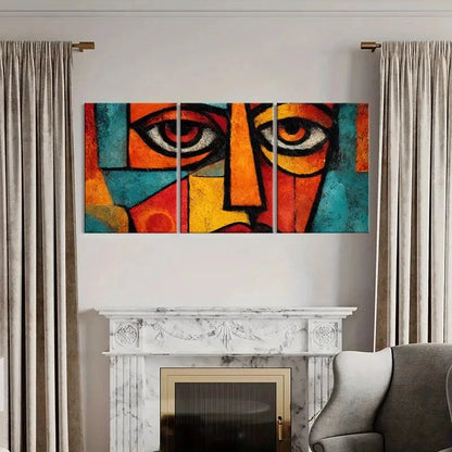 3pcs Abstract Cubism Art Bold Colors Geometric Metal Print Ready to Hang Art