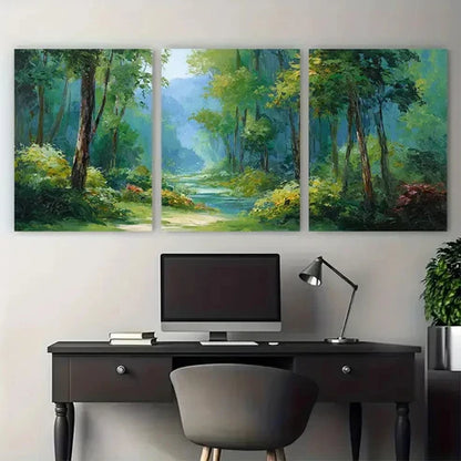 3pcs Forest Landscape Oil Painting Perfect Wall Art Canvas Unframed - High Quality Print 100% Australian Made Wall Canvas