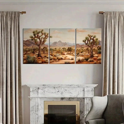 3pcs Golden Desert Sands & Mountain Wall Art Set Canvas Framed 40x60cm - High Quality Print 100% Australian Made Wall Canvas Ready to Hang