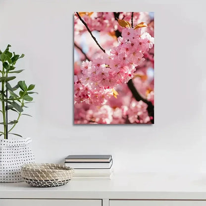 Vibrant Pink Sakura Flowers Cherry Blossom Painting 40x60cm Metal Print Ready to Hang