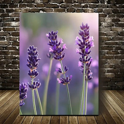 Lavender Vibrant Purple Flowers Painting 40x60cm Metal Print Ready to Hang