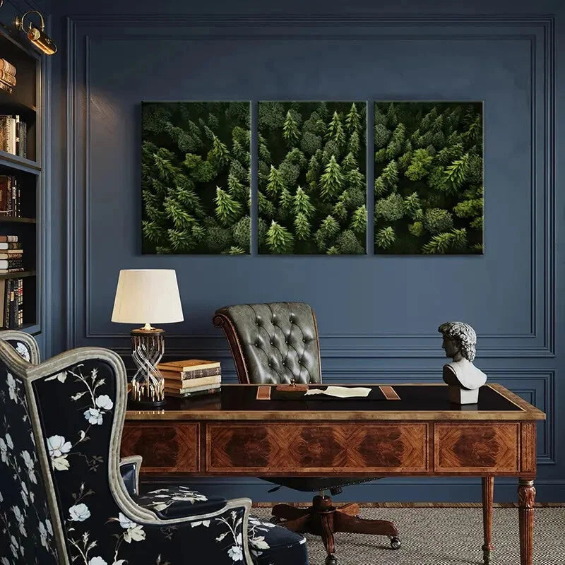 3pcs Forest Trees Greenery Natural Scenery Metal Print Ready to Hang Art