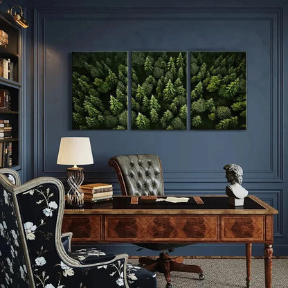 3pcs Forest Trees Greenery Natural Scenery Metal Print Ready to Hang Art