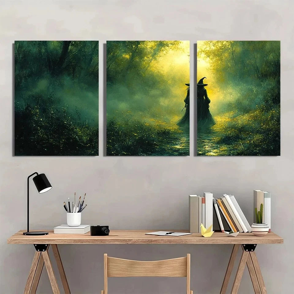 3pcs Forest Vintage Halloween Gothic Metal Print Ready to Hang Art