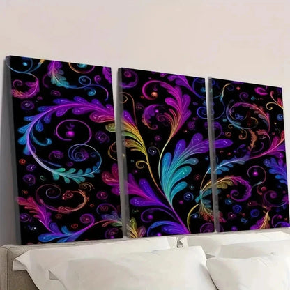 3pcs Vibrant Abstract Swirl Patterns Wall Art Set Canvas Framed 60x90cm - High Quality Print 100% Australian Made Wall Canvas Ready to Hang