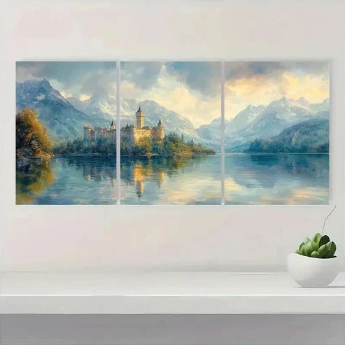 3pcs Scottish Castle Measuring Wall Art Canvas Unframed - High Quality Print 100% Australian Made Wall Canvas