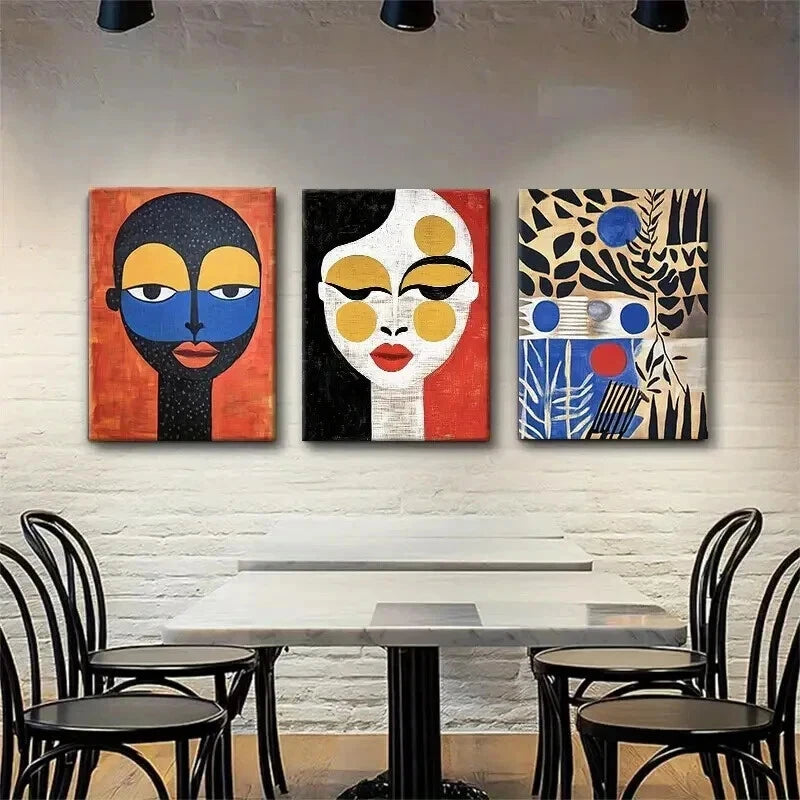 3pcs Modern Geometric Tribal Abstract Perfect Wall Art Set Canvas Framed 40x60cm - High Quality Print 100% Australian Made Wall Canvas Ready to Hang