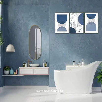 3pcs Navy Blue Abstract Geometric Wall Art Set Canvas Framed 50x70cm - High Quality Print 100% Australian Made Wall Canvas Ready to Hang